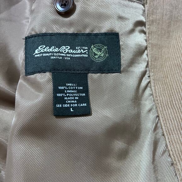 Vintage Eddie Bauer Corduroy Jacket Men Large Tan 3 Button Blazer Indie Boho - Picture 8 of 10